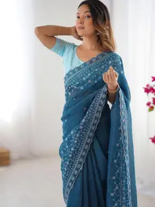 Satrani Embellished Embroidered Pure Chiffon Saree