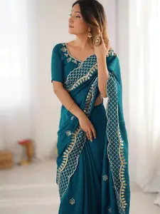 Satrani Ethnic Motifs Sequinned Pure Silk Saree