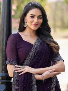 Satrani Embellished Beads and Stones Pure Chiffon Designer Saree