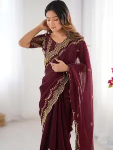 Satrani Embellished Embroidered Pure Chiffon Saree