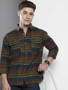 The Indian Garage Co Men Regular Fit Checkered Double Flap Casual Shirt