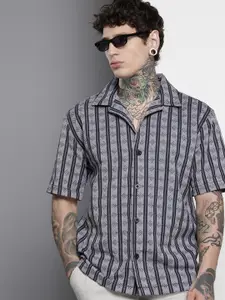 The Indian Garage Co Men Relaxed Fit Striped Resort Wear Shirt