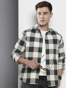 The Indian Garage Co Men Green Slim Fit Checked Casual Shirt