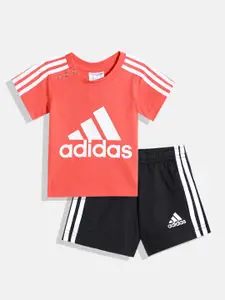 ADIDAS Boys Pure Cotton Brand Logo Print I Bos 3S T Set T-shirt with Shorts