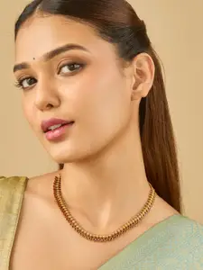 Kushal's Fashion Jewellery Gold-Plated Ruby Studded Antique Necklace