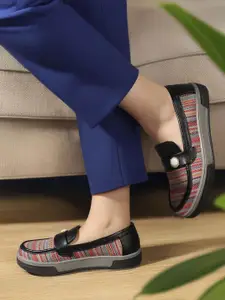 Carlton London Women Woven Design Embellished Penny Loafers