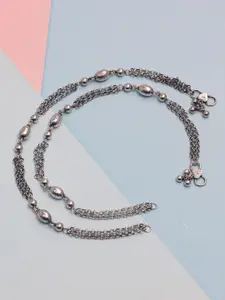 LeCalla 925 Sterling Silver-Plated Oxidised Anklet