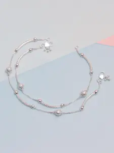 LeCalla 925 Sterling Silver-Plated Oxidised Anklet
