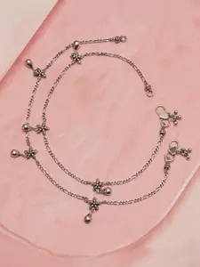 LeCalla 925 Sterling Silver-Plated Oxidised Anklet