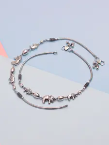 LeCalla 925 Sterling Silver-Plated Oxidised Anklet