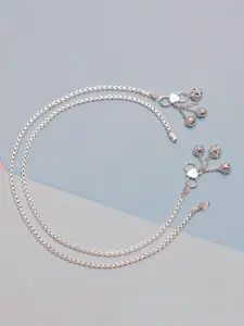 LeCalla 925 Sterling Silver-Plated Heart Charm Anklet