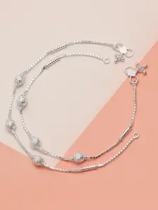 LeCalla 925 Sterling Silver-Plated Oxidised Anklet