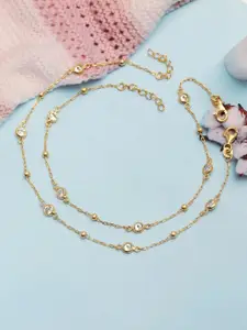 LeCalla 925 Sterling Gold-Plated Cubic Zirconia Studded Anklet
