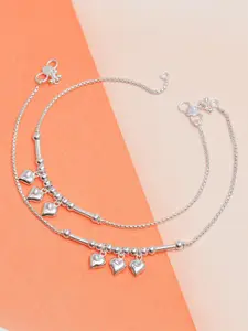 LeCalla 925 Sterling Silver-Plated Artificial Stones Studded And Beaded Anklet