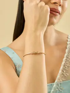 Kushal's Fashion Jewellery White Gold-Plated Party Zircon Kada Bangle