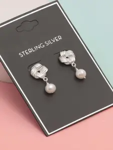 LeCalla 925 Sterling Silver Plated Pearls Studded Contemporary Drop Earrings