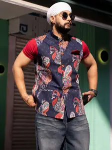 KISAH Men Paisley Printed Nehru Jackets