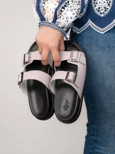 The Roadster Lifestyle Co Women Casual Double Buckle Open-Toe Flats