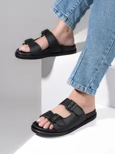 The Roadster Lifestyle Co Women Casual Double Buckle Open-Toe Flats