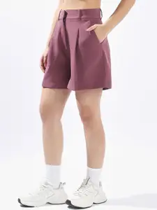 Hubberholme Women High-Rise Relaxed Fit Pleated Korean Shorts