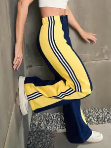 SASSAFRAS Women Wide Leg High-Rise with Side Stripe Jeans