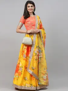 DIVASTRI Embroidered Sequinned Semi-Stitched Lehenga & Unstitched Blouse With Dupatta