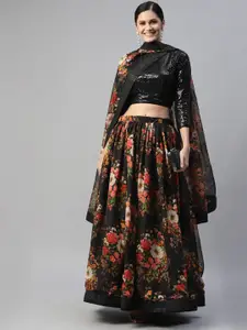 DIVASTRI Embroidered Sequinned Semi-Stitched Lehenga & Unstitched Blouse With Dupatta