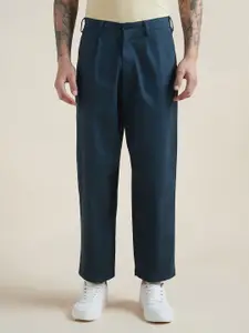 Allen Solly Men Pleated Mid-Rise Cotton Trousers