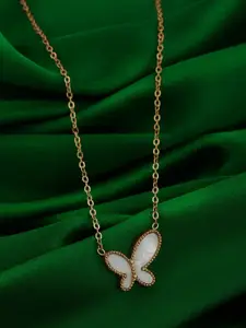 Carlton London 18kt Gold Plated Stainless Steel Shell Butterfly Necklace