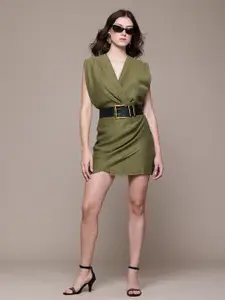 MANGO Gathered Detail Tulip Hem Mini Wrap Dress