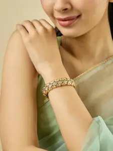 Kushal's Fashion Jewellery Pink Victorian-Plated Ethnic Kundan Kada