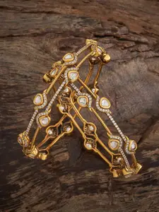 Kushal's Fashion Jewellery White Victorian-Plated Ethnic Kundan Bangles