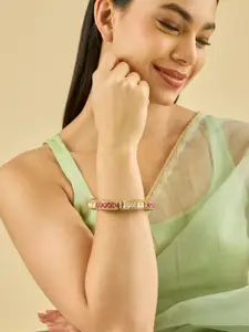 Kushal's Fashion Jewellery Ruby Victorian-Plated Ethnic Kundan Bangle