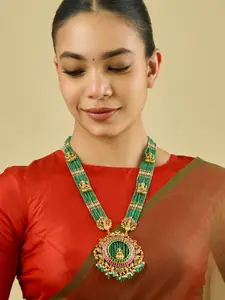 Kushal's Fashion Jewellery Copper Gold-Plated Antique Necklace