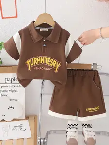 INCLUD Boys Printed Polo Collar T-shirt With Shorts