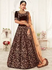 DIVASTRI Embroidered Thread Work Semi-Stitched Lehenga With Unstitched Blouse & Dupatta