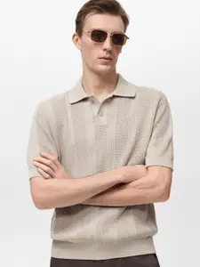 MANGO MAN Polo Collar Pure Cotton Knitted T-shirt