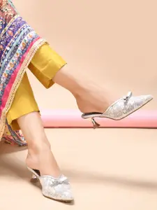 SHUZ TOUCH Embellished Party Kitten Sandals