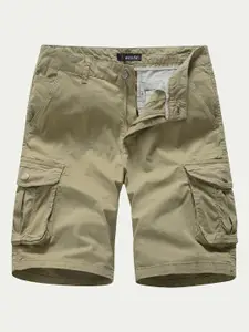 L'monte Men Regular Fit Mid-Rise Pure Cotton Cargo Shorts