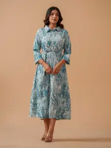 Sangria Printed A-line Ethnic Dress