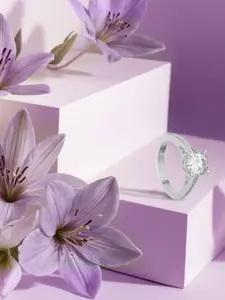 ANAYRA 92.5 Sterling Silver Artificial Stones Studded Finger Ring