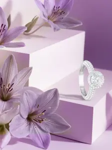 ANAYRA 92.5 Sterling Silver Artificial Stones Studded Finger Ring