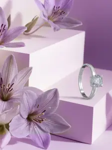 ANAYRA 92.5 Sterling Silver Artificial Stones Studded Finger Ring