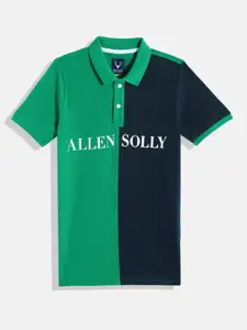 Allen Solly Junior Boys Colourblocked Polo Collar Pure Cotton T-shirt