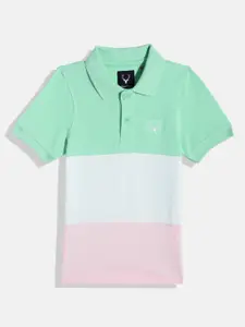 Allen Solly Junior Boys Colourblocked Polo Collar Pure Cotton T-shirt