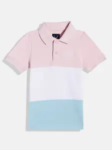 Allen Solly Junior Boys Colourblocked Polo Collar Pure Cotton T-shirt