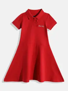 Allen Solly Junior Girls Ruffled Pure Cotton A-Line Dress