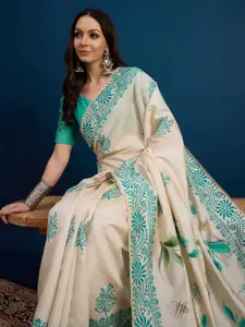 Anouk Floral Printed Tussar Saree