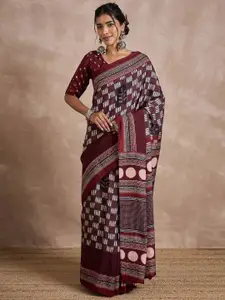 Anouk Ethnic Motifs Printed Block Print Saree