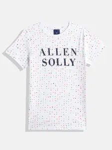 Allen Solly Junior Boys Printed Brand Logo Pure Cotton T-shirt